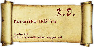 Korenika Dóra névjegykártya